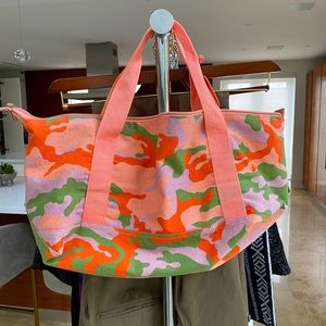 Neiman Marcus Orange/Pink Camo duffle/travel bag